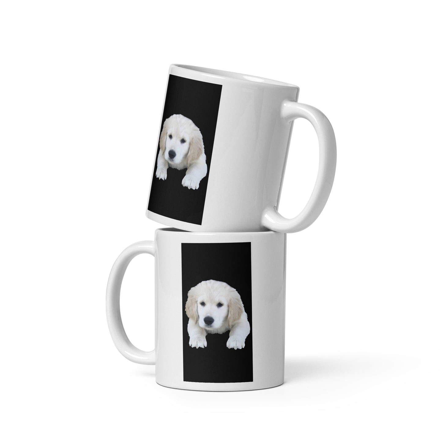 Golden Puppy White glossy mug