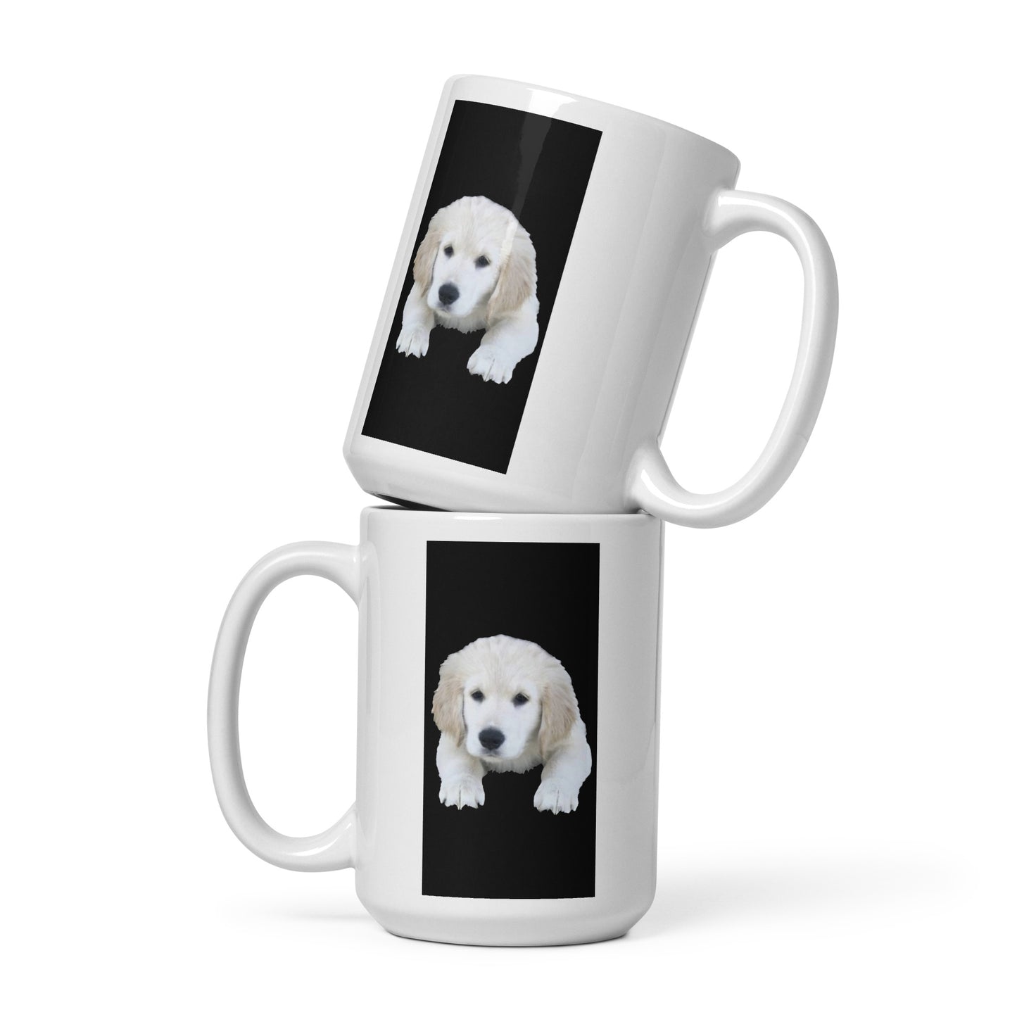 Golden Puppy White glossy mug