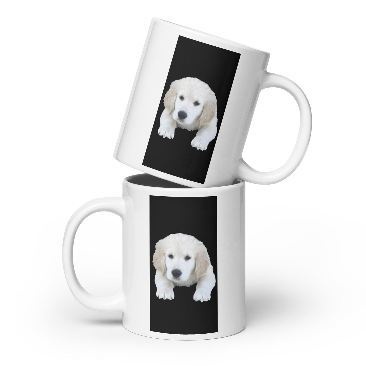 Golden Puppy White glossy mug